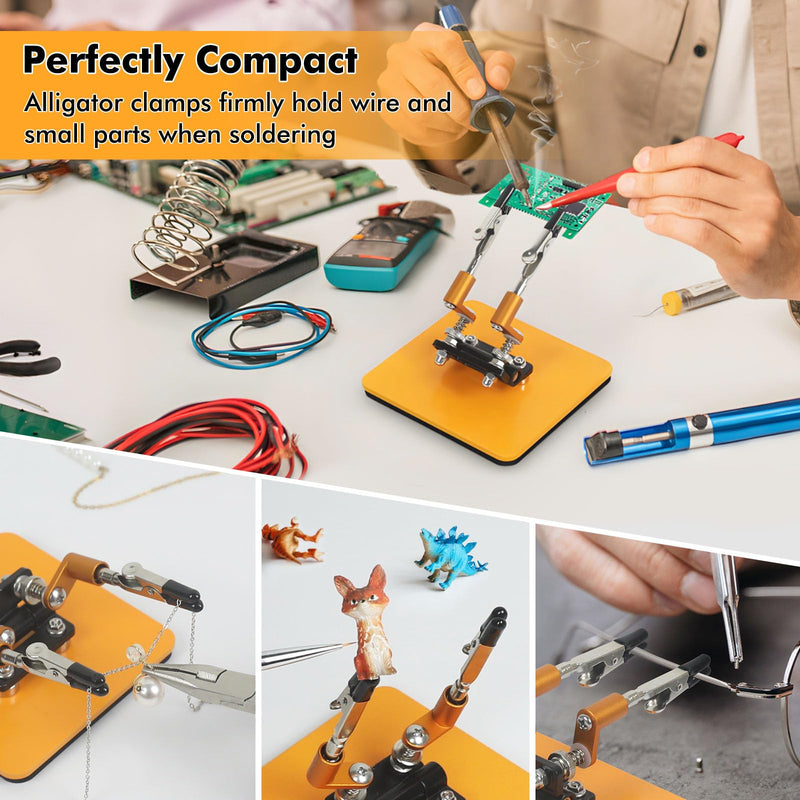 Magnetic Helping Hands Soldering Station with 10 x 10 cm Stable Base, 4 Flexible Arms Soldering Aid - 360° Rotating and Adjustable Multifunctional Tool Third Hand 10cm * 10cm