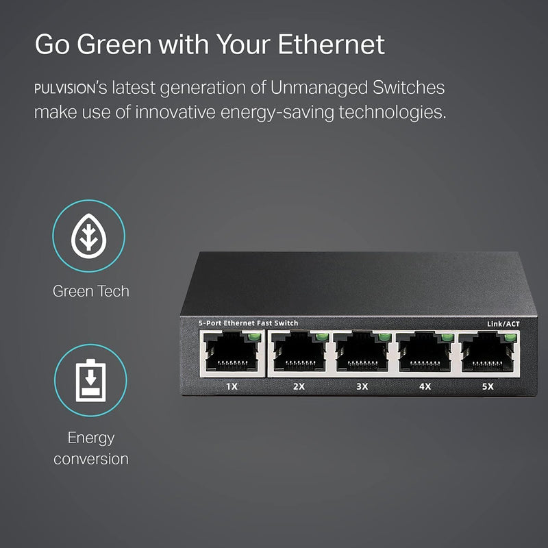 5 Port Gigabit Ethernet Switch|10/100/1000Mbps|Mini Metal Housing Switch|Plug&Play|Fanless Design| Desktop Ethernet Splitter |Unmanaged Network Switch 5 Port | Gigabit
