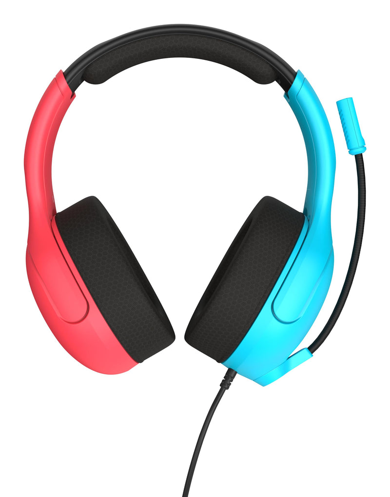 [AUSTRALIA] - Turtle Beach Airlite Fit Wired Gaming Headset: Officially Licensed for Nintendo Switch, Nintendo Switch 2/Lite/OLED Model - Flip-to-Mute Mic, Over-Ear Comfort Cushions, 40mm Speakers - Neon Blue & Red 
