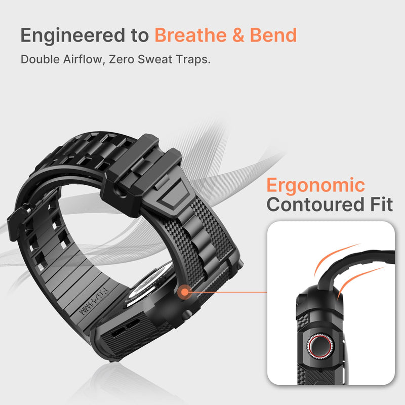 Fullmosa Compatible Apple Watch Stainless Steel Band with Case 38mm 40mm 41mm Silver & Compatible Apple Watch Silicone Rubber Band 40mm with Screen Protector,Black
