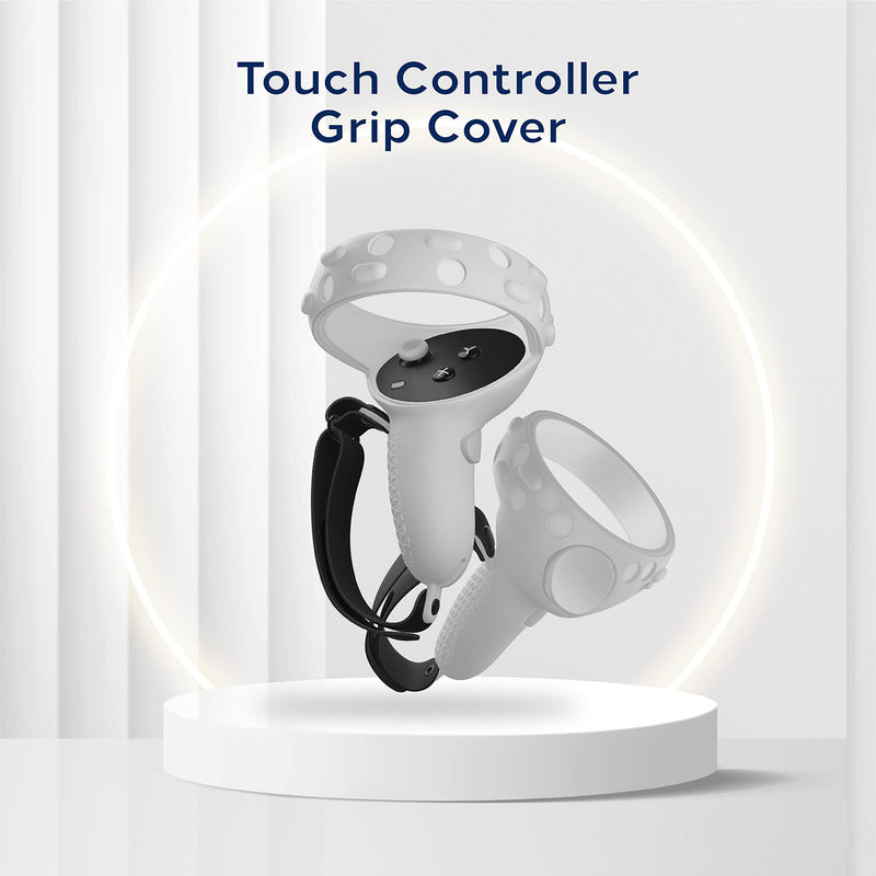 TNP Controller Grips for Oculus Quest 2 / Meta Quest 2 Knuckle Strap Black VR Touch Controller Hand Grip Cover Protector Sleeve with Anti-Throw Adjustable Straps White