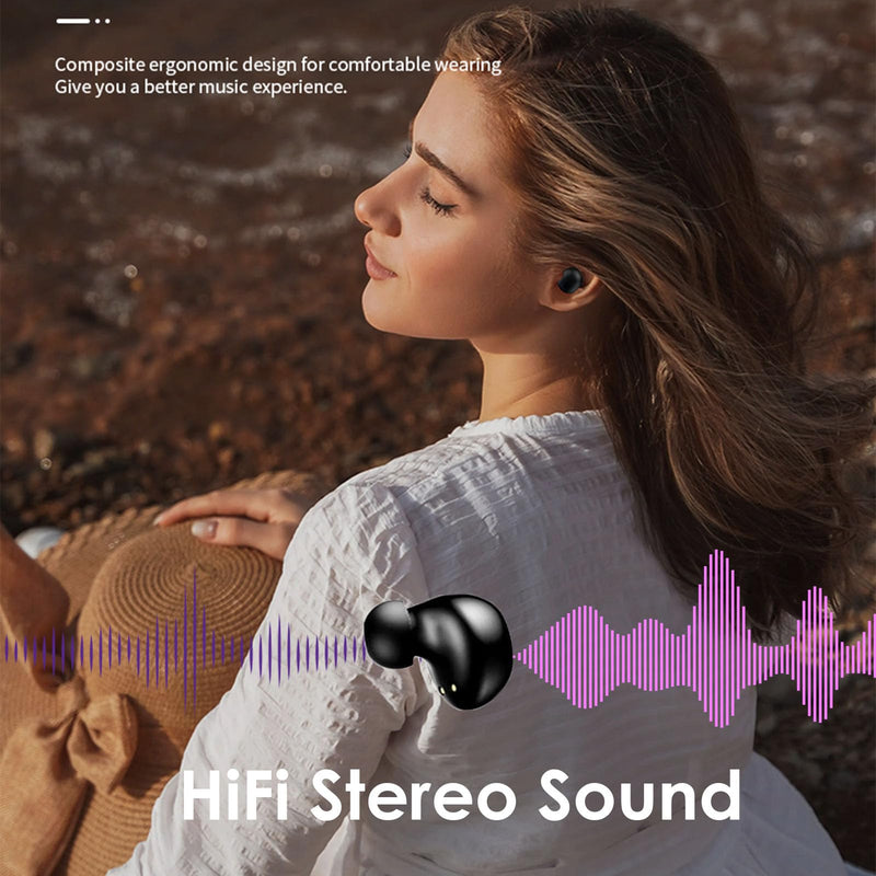 Touch Screen Earbuds Wireless Bluetooth Earphones ANC Noise Cancelling Waterproof Touchscreen Earbuds with Smart Screen Touch Case Small Tiny Smallest in Ear Earbud Long Battery Life Ear Buds White