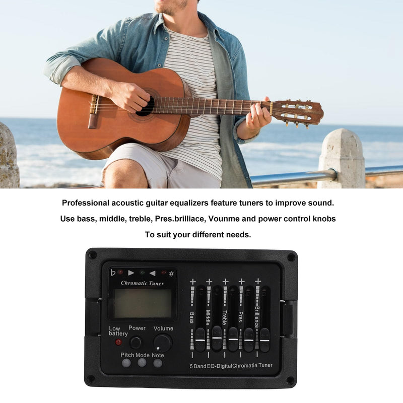 Acoustic Guitar Preamp Pickup 5 Band Guitar Preamp Equalizer with Tuner for Players Stage Performance