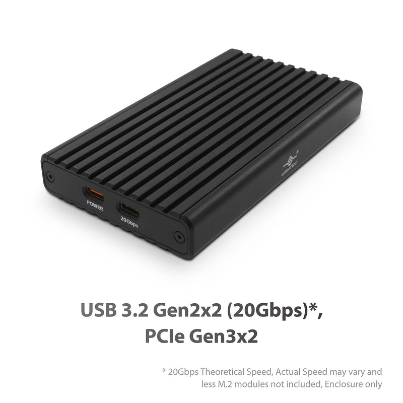 Vantec NexStar SX, USB 3.2 Gen2x2 (20Gbps), M.2 NVMe Enclosure only, USB C, Design for Two Modules Storage (NST-262C3)