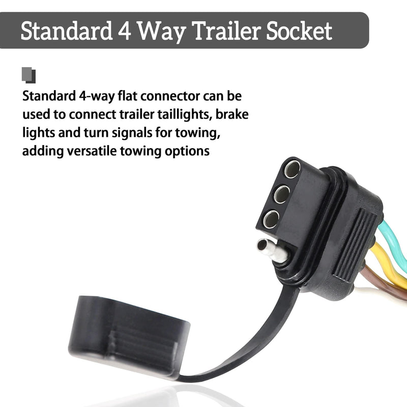 Oyviny LED Compatible Powered 3-to-2-Wire Splice-in Trailer Tail Light Converter with 4 Wire Flat Extension, 6-Wire System to 4-Wire System Trailer Light Converter Pure Copper Wire