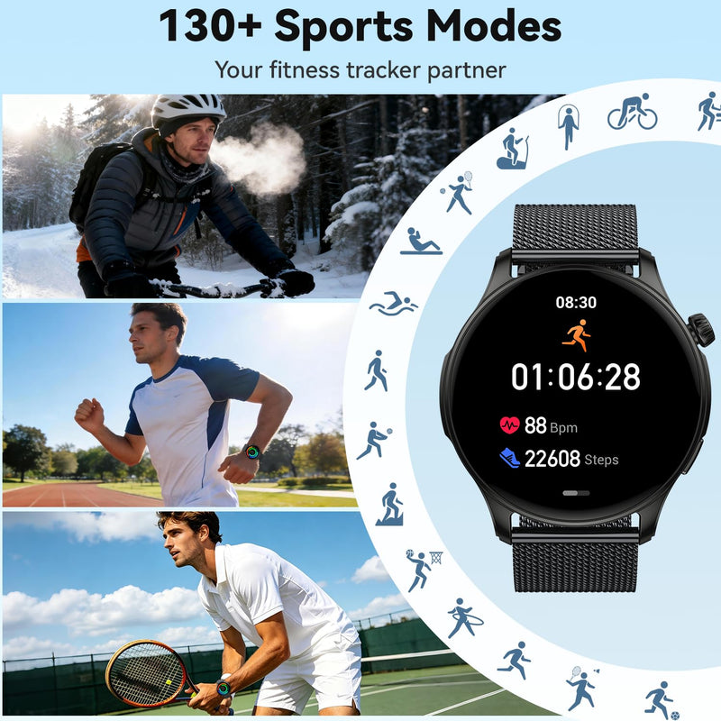 Smart Watch for Men Women Fitness Tracker: Smartwatch for Android Phones iPhone Compatible Samsung Bluetooth Call Answer/Make Watches for Men Heart Rate Sleep Monitor IP68 Waterproof 120+Sports Model Black-Gray