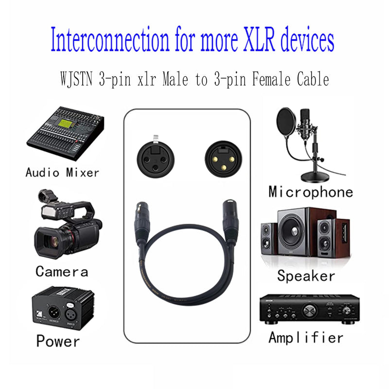 XLR Cable XLR Adapter Cable XLR to XLR Microphone Cable, 3-Pin Female to 3-pin Male Balanced Shielded XLR Cable (6in) 6in