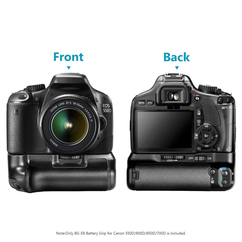 Neewer BG-E8 Replacement Battery Grip for Canon EOS 550D 600D 650D 700D/ Rebel T2i T3i T4i T5i SLR Cameras Standard Packaging