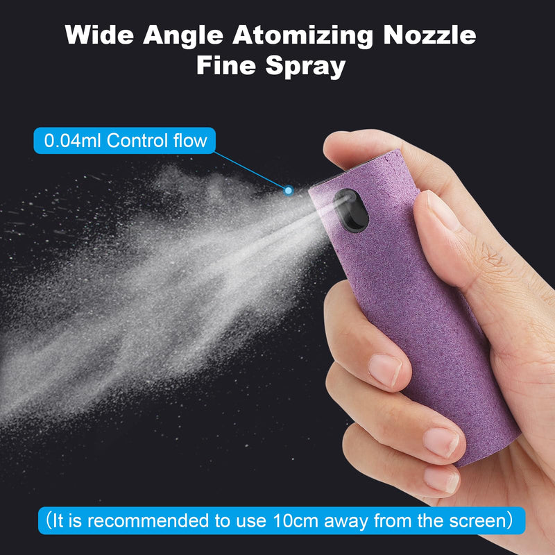 4 Pack Screen Cleaner,3-in-1 Touchscreen Mist Cleaner Spray and Microfiber Cloth,Built-in Cleaning Solution,Portable Reusable Fingerprint-Proof Spray Bottle for Phone/Laptop/iPad/TV/Monitor/Car Screen Gray + Pink + Blue + Purple