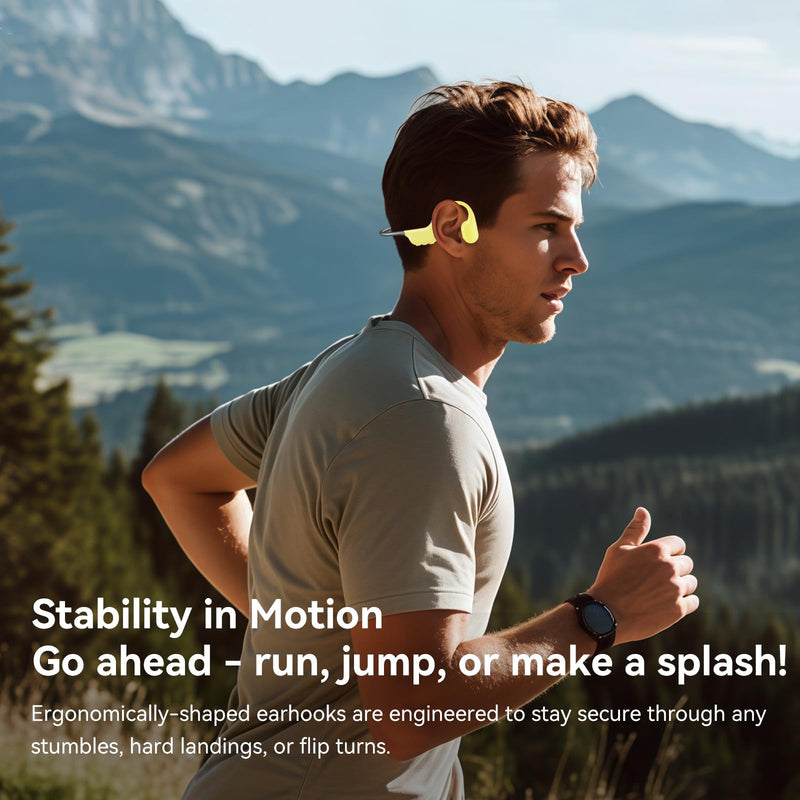 Full-Coverage Liquid Silicone Swimming Headphones, IP68 Waterproof Underwater Headphones, Bluetooth 6.0&MP3 with 32GB Memory Card, Soft/Skin-Comfortable Open Ear Bone Conduction Swim Earbuds