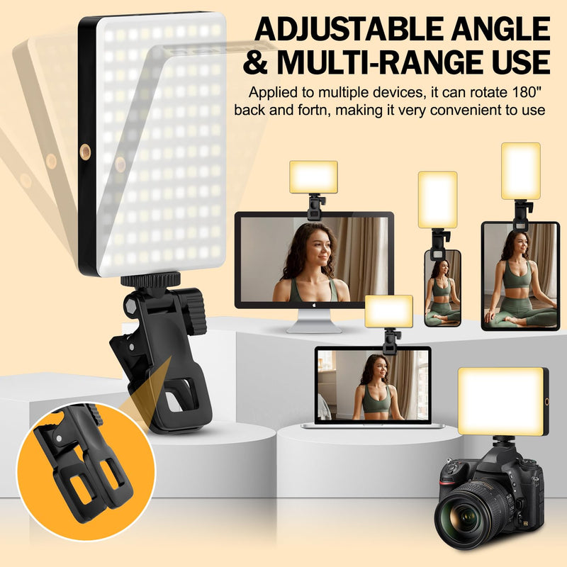 [AUSTRALIA] - Phone Light, 120 LED Selfie Light for iphone, 8000Mah Rechargeable Phone Light Clip Video Camera Light, Adjusted 3 Light Modes for Android, iPad, Laptop, for Makeup, TikTok, Vlog 
