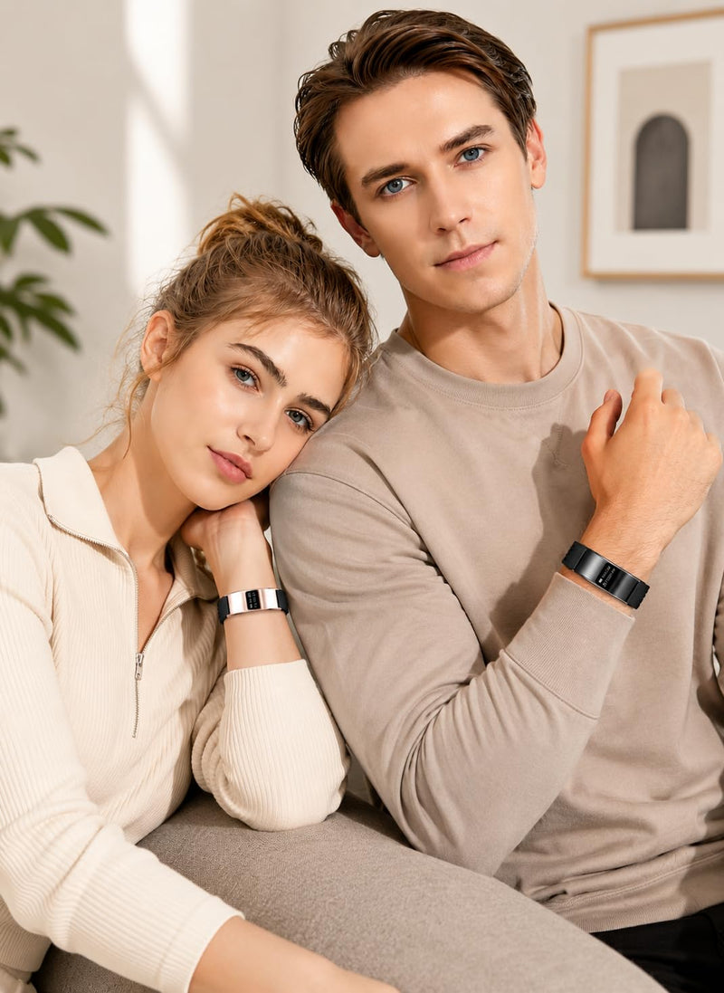 Efolen Smart Bracelet for Women Men, Activity Fitness Tracker, Smart Wristband with Heart Rate/Blood Oxygen/Sleep Monitor/Pedometer, IPX8 Waterproof Slim Smart Watch for Android iPhone, 2 Bands, Gold