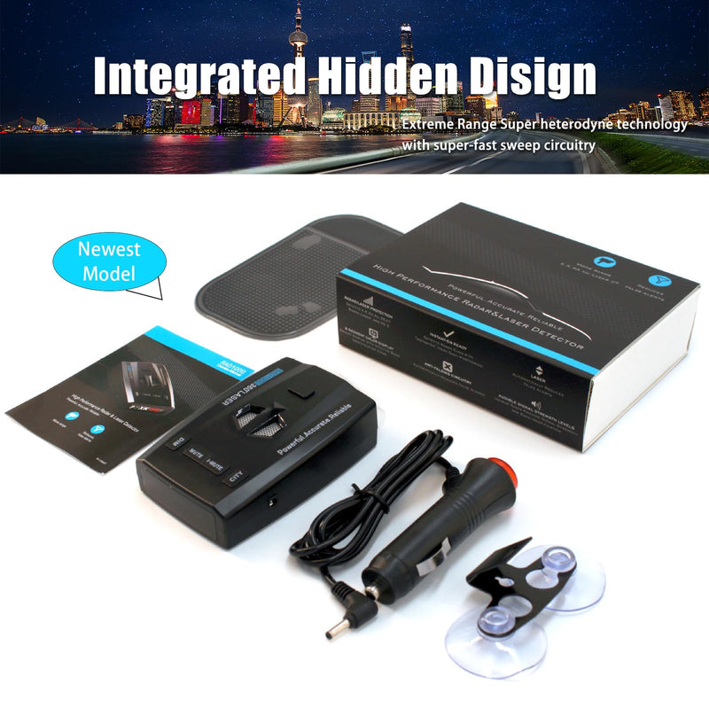 RAD1000 Laser/Radar-Detector for Cars with Suction Cup Mount - X/K/Ka/KU/ST/CT Band & Laser Detection, Long Range Detection, Led Display, VG-2 Immune, Mute Memory, Multi-Mode, Ideal Gifts