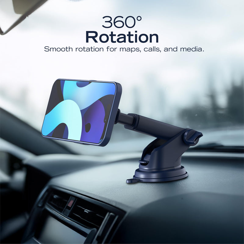 Nautica PH120 Universal 3-in-1 Magnetic Car Phone Holder for iPhone, Android, Samsung, Google, Huawei & Nokia Smartphones, Clip-On & Suction Cup Phone Mount with 360° Rotation, Secure & Steady Grip