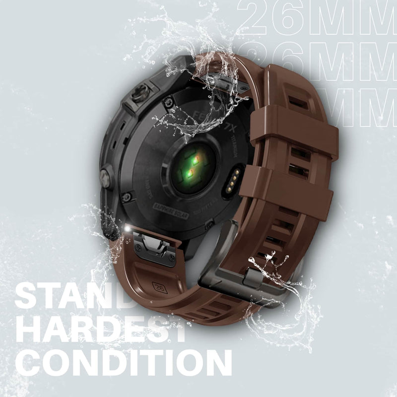 26mm watch band for garmin fenix 5x 6x 7x 3 hr quickfit 26 watch band for garmin women men silicone Black and Brown Bundle