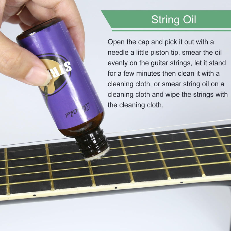 Deluxe Guitar Cleaning and Maintenance System 3-Piece Kit: Lemon Oil, Polish, and Guitar String Oil - Guitar Cleaning Kit - for cleaning, polishing, and protection of guitars.