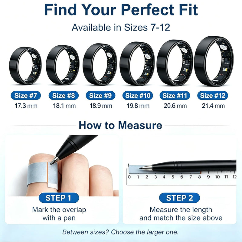 2026 Smart Ring for Men and Women, Fitness/Sleep/Blood Pressure/Heart Rate Tracker, IP68 Waterproof Smart Ring Fitness Tracker, Available for iOS and Android, No Subscription Fee. (Black （Size 10）-1)