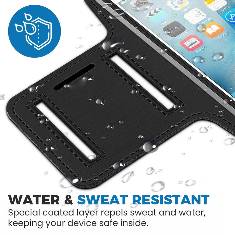 Running Phone Armband Stretchable Sports Arm Band Touchscreen Cover Key Pocket Reflective Strip for Gym Jogging Hiking Men Women(Black) Black