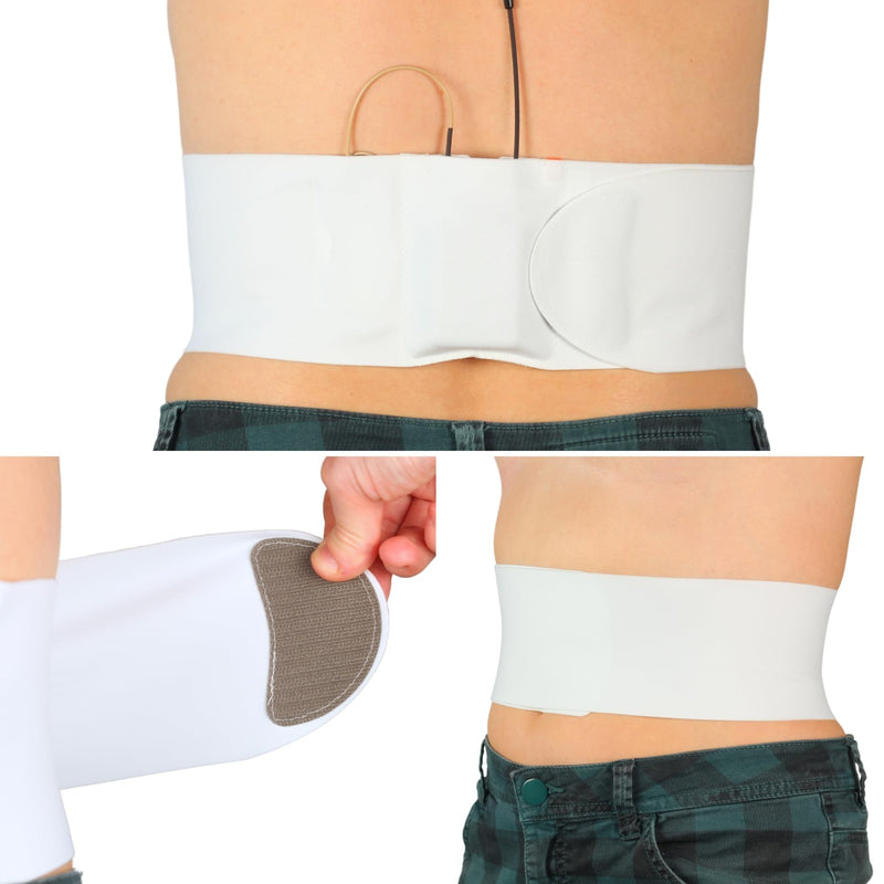 URSA Waist Strap - Ultra Slim, Breathable & Stretchy Microphone Transmitter Straps. Compatible with Most Transmitter/Receivers (White, Small Waist - Small Pouch)