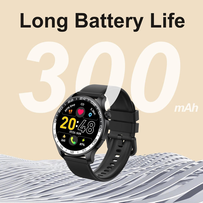 Smart Watch for Men Women(Answer/Make Call),40mm AMOLED Touchscreen | IP68 Waterproof, 100+ Sports Modes, Pedometer, Heart Rate Monitor, Sleep Tracker Activity Tracker, Android, iOS Black
