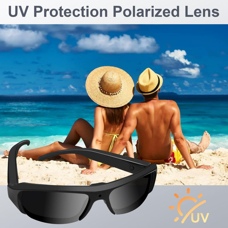 Camera Sunglasses Sports Action Camera Glasses 1080P Video Smart Glasses Cam UV Protection Polarized Lens Support Photos/Videos Recording mit 16GB Micro SD Card & Card Reader for Outdoor Activities 16.0 GB