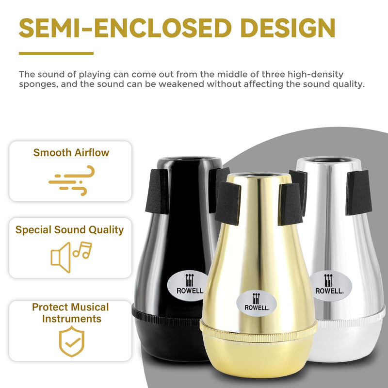 ROWELL Trombone Mute ABS Trombone Mutes Silencer Lightweight Gold Trombone Mute Trombone Mutes with High Density Sponge Interface,Mute for Teaching and Learning Trombone