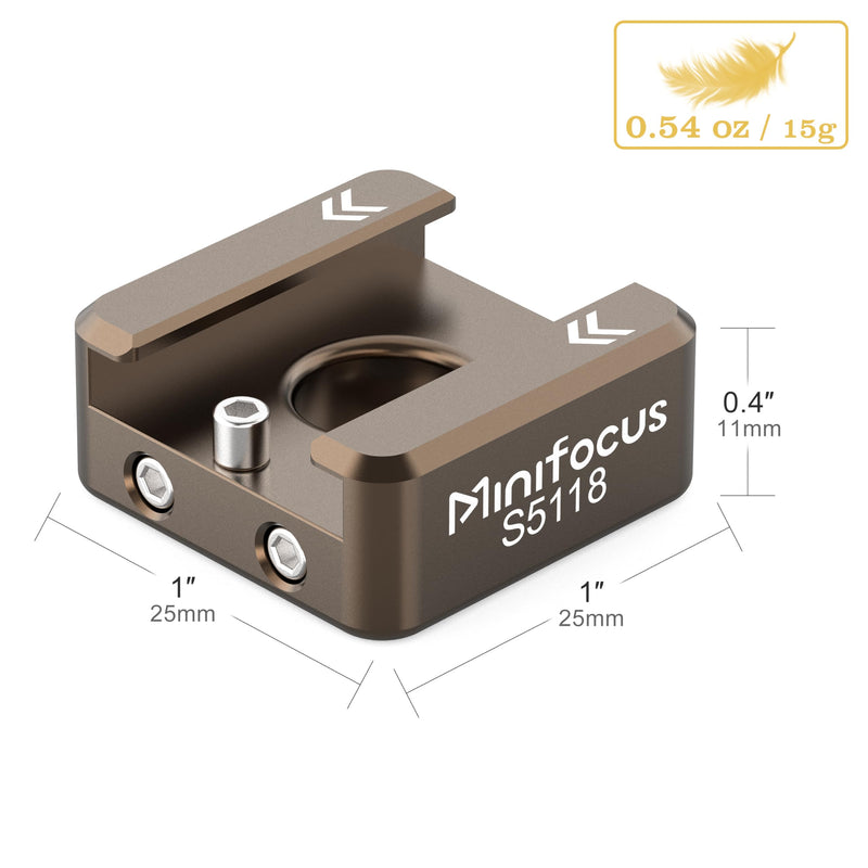 MINIFOCUS Cold Shoe Mount(4 Pcs), 1/4"-20 Screw with Locating Pins Compatible for ARRI Standard Mounting Points, with 3/8"-16 Adapter for Camera Cage Flash LED Monitor Microphone Sienna 4 PCS