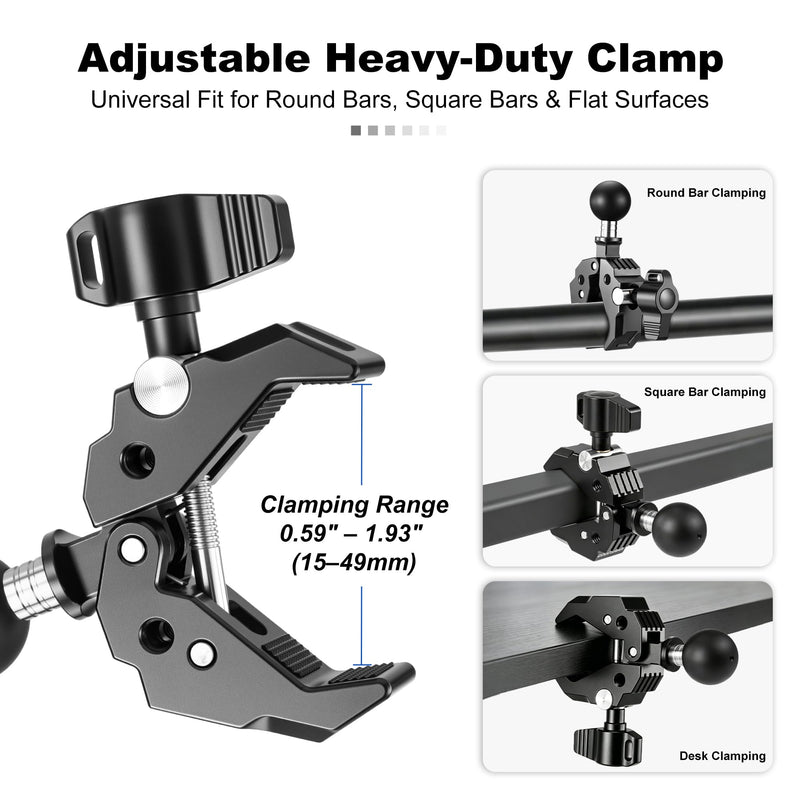 Heavy Duty 1 Inch Ball Head Clamp Mount
