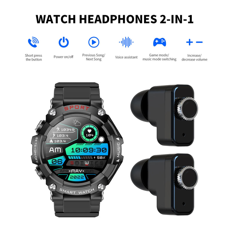 Smart Watch for Women Men, Smartwatch for iPhone & Android Bluetooth (Answer/Call) Built-in Earbuds, 1.52" HD Fitness Tracker with 100+ Sport Modes
