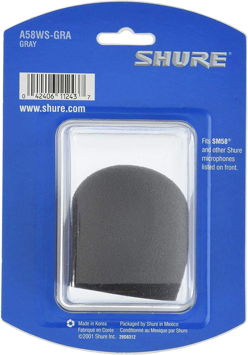Shure A58WS-GRA Foam Windscreen for All Ball Type Microphones, Gray (Pack of 3) Pack of 3
