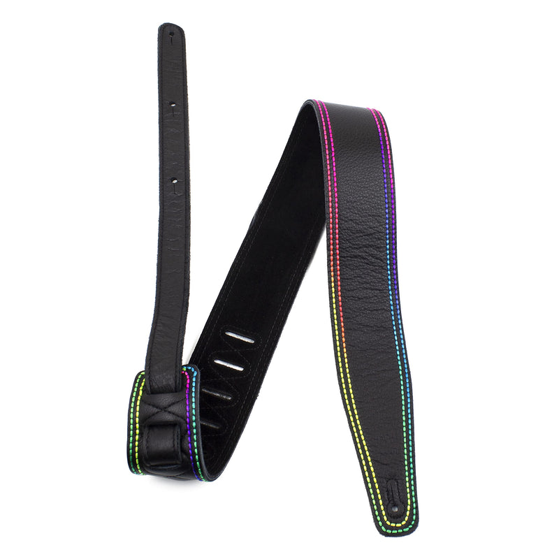 Perri's Leathers Ltd. - Multicolor Thread Guitar Strap - Adjustable Strap from 44.5" - 53" for Electric, Bass, Acoustic Guitars - Black (BM25RTD-7513) 53"