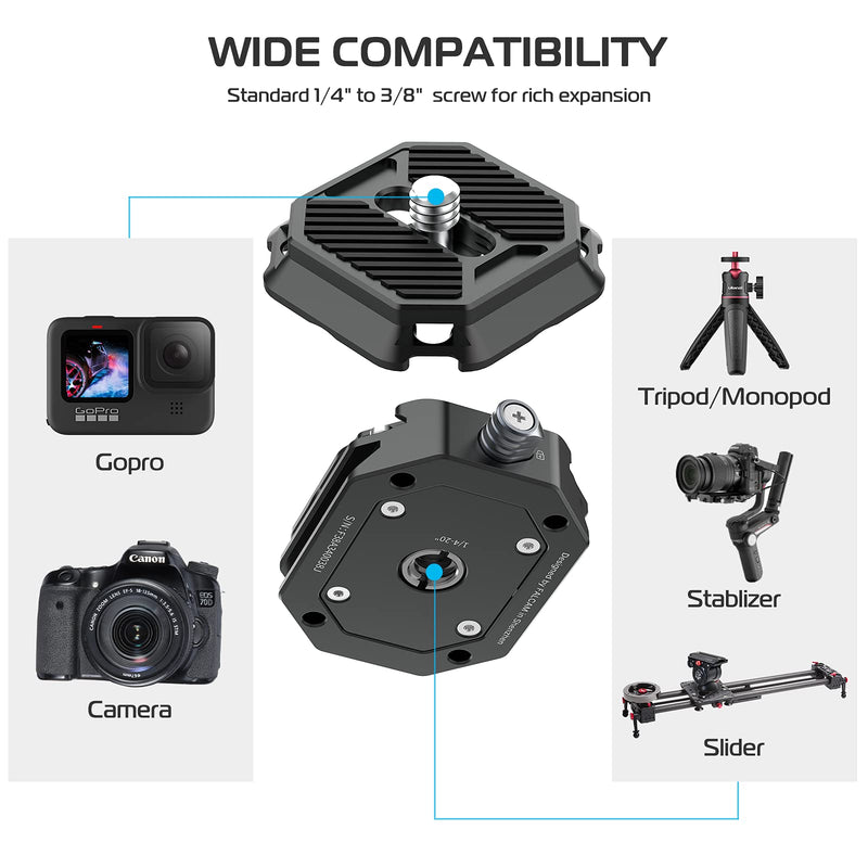 ULANZI TB12 61-Inch Camera Monopod with FALCAM 2268 F38 Quick Release Plate 38mm Universal Camera Mounting Adapter