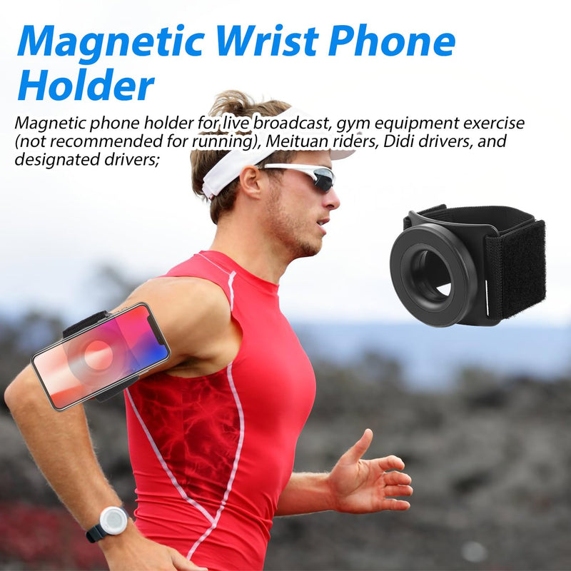 2pcs Magnetic Running Phone Holders for iPhone, 360° Rotatable Armband Cell Phone Holder Strong Adaptability Wrist Phones Carrier Compatible with iPhone 12 13 14 15 16 Pro Max Plus Mini