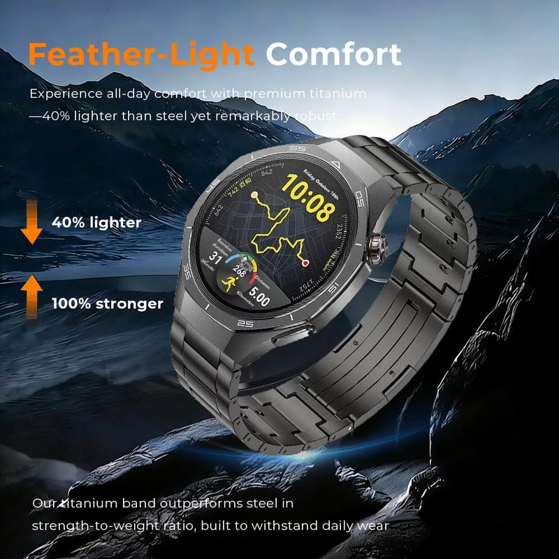 22mm Tool Free Titanium Band for Huawei Watch GT Runner 2/GT6/6Pro | Metal Strap For GT 5/4/3/3Pro/Active/Classic/2 Pro | 40% Lightweight,Skin-Friendly,Corrosion Resistance,Fit Wrists 6.3''-9'' black 22mm