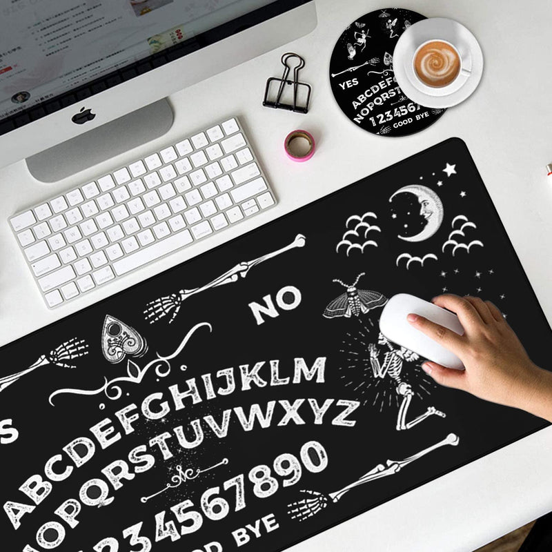 Large Gaming Mouse Pad, Long Extended XL Ergonomic Mousepad Desk Pad, Large Rubber Mice Pads Stitched Edges, 31.5'' X 11.8'+ Cup Coaster , Ouija Board Pattern Yu-mouse pad-2-97