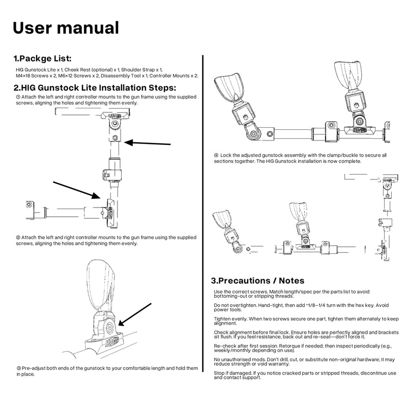 VR Gunstock for Meta Quest 3 Controller Accessories Gun Stock for Quest 3S /Quest 2 FPS Gaming Customized Shape Sizes (Meta Quest3/3s) [Oculus_Quest_2,Oculus_Quest]