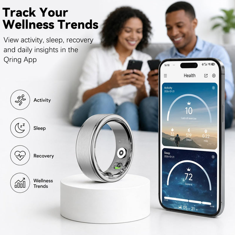 Smart Ring for Women Men,Fitness Tracker Ring with 24/7 Activity Tracking, Health Tracker Ring for Stress,Sleep Monitoring,No Subscription Fees,iOS & Android Compatible,Waterproof,Silver 13 Silver