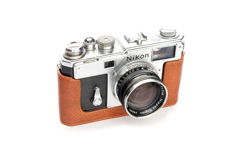 S3 Film Camera Case, BolinUS Handmade Genuine Real Leather Half Camera Case Bag Cover for Nikon S3 Film Camera with Hand Strap (LavaBrown) LavaBrown