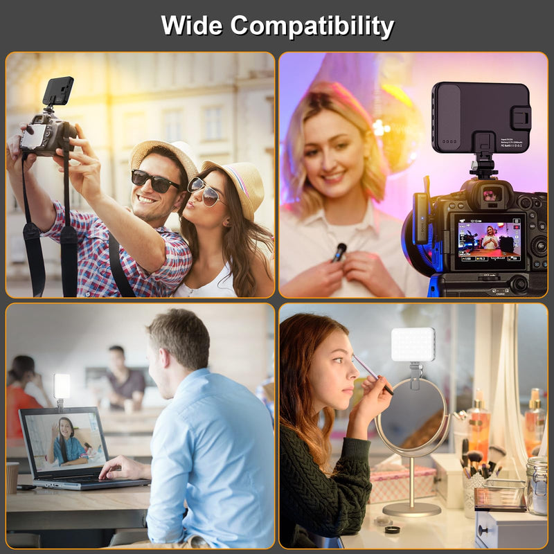 ANAUTIN LED Camera Light Video Lights Portable Photography Lighting 60 LED 2200mAh Rechargeable Selfie Light 7 Modes, 10-Level Brightness, Portable Clip on Light for Phone/Tablet/Laptop
