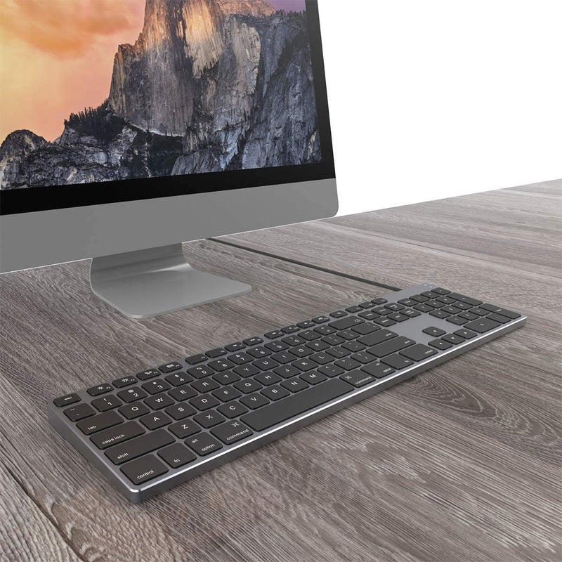 Aluminum USB Wired Keyboard with Numeric Keypad for Mac Pro, Mini Mac, iMac, iMac Pro, MacBook Pro/Air, Laptop and PC Computer Black