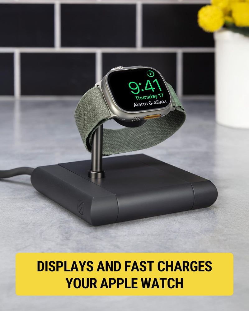 Scosche BL2AW BaseLynx 2.0, Magnetic wireless Charging Stand for Apple Watch, Fast Smart Watch Charger Docking Station Compatible with Apple Watch 2, 3, 4, 5, 6, 7, 8, 9, 10, SE, Ultra, Ultra 2, Black