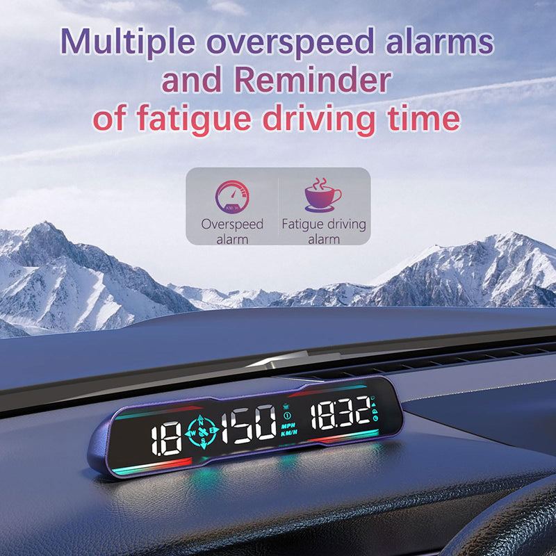 Digital GPS Speedometer Universal Head Up Display for Car Large LCD Display HUD Gauge with MPH Speed Fatigued Driving Alert Overspeed Alarm Trip Meter for All Vehicle (G19) G19