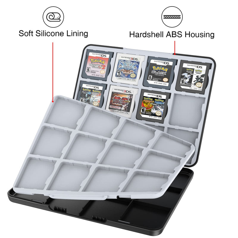 HEIYING Game Card Case for Nintendo 3DS 3DSXL 2DS 2DSXL DS DSi,Portable 3DS 2DS DS Game Cartridge Holder Storage with 24 Game Card Slots. Black
