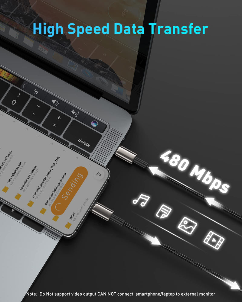 USB C Cable, Baseus 100W PD 5A QC 4.0 Fast Charging USB C to USB C Cable, Zinc Alloy Nylon Braided USB Type C Charger Cable for iPhone 15/Pro/Plus/Pro Max, MacBook, iPad Pro/Air/Mini, Samsung S23/S22+ 3.3ft Black