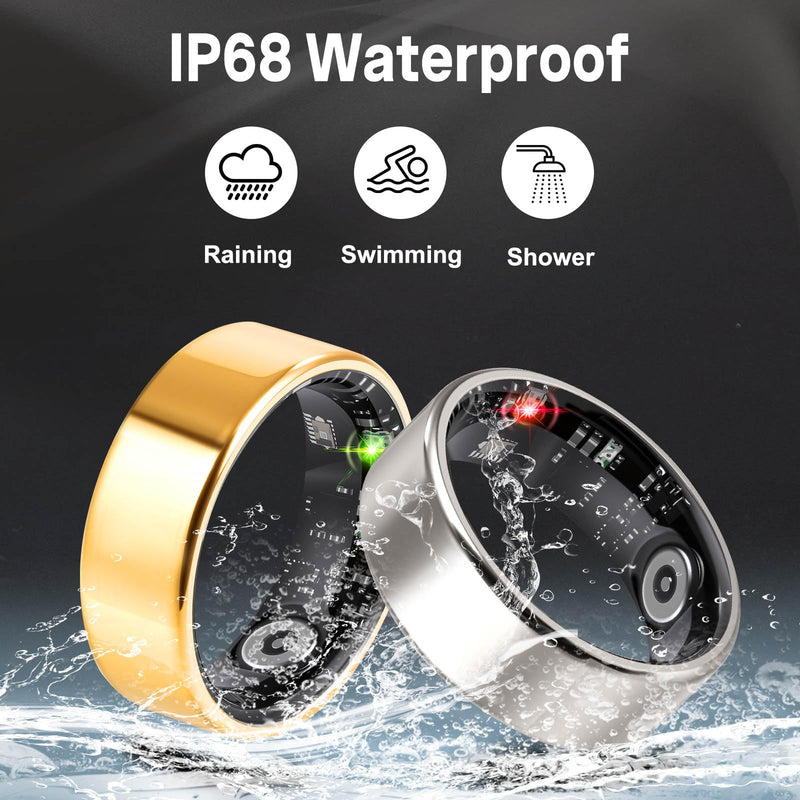 FAHKNS Smart Health Ring for Women Men: Fitness Tracker Ring with Heart Rate,Blood Oxygen,Sleep Monitor,Stress,Steps Counter,IP68 Waterproof for iOS & Android,No APP Fees (Silver,8#)