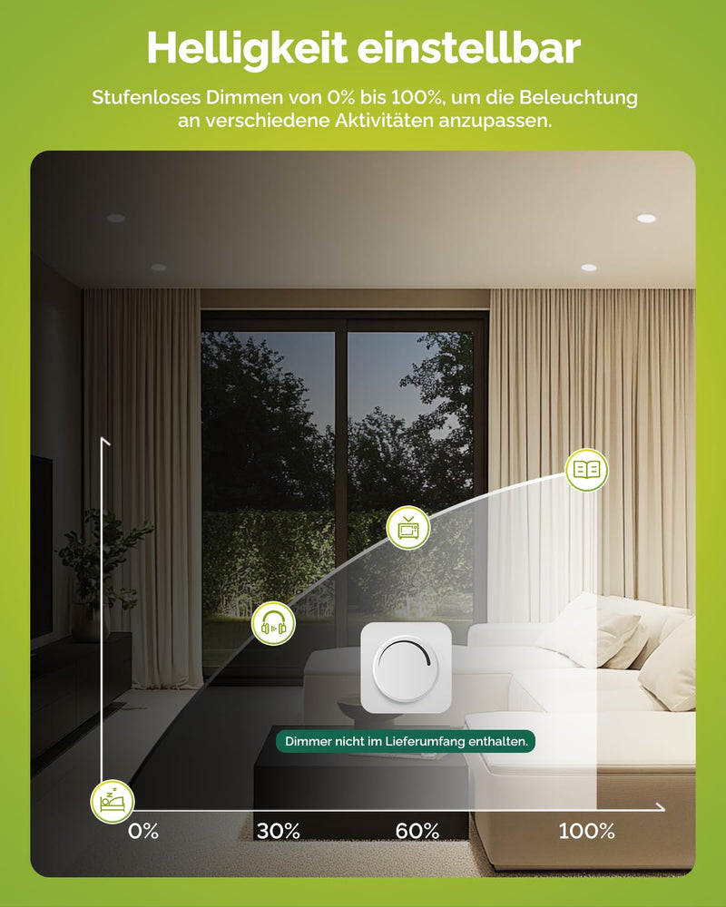 Fondiiz Set of 12 LED Recessed Spotlights, 230 V, Dimmable, 6 W, 700 lm, LED Spotlights, Warm White, 2700 K, Neutral White, 4000 K, Cool White, 6000 K, IP44 Ceiling Spotlights, LED 98 mm for Bathroom