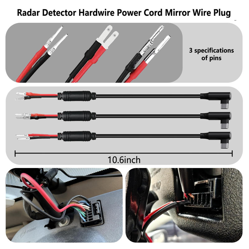Universal Magnetic Rearview Mirror Bracket/Radar Detector Power Cord | Aluminum Radar Detector Mount,Compatible Uniden R3 R4 R7 R8,Escort,Cobra,Valentine V1 Gen2,Whistler ect
