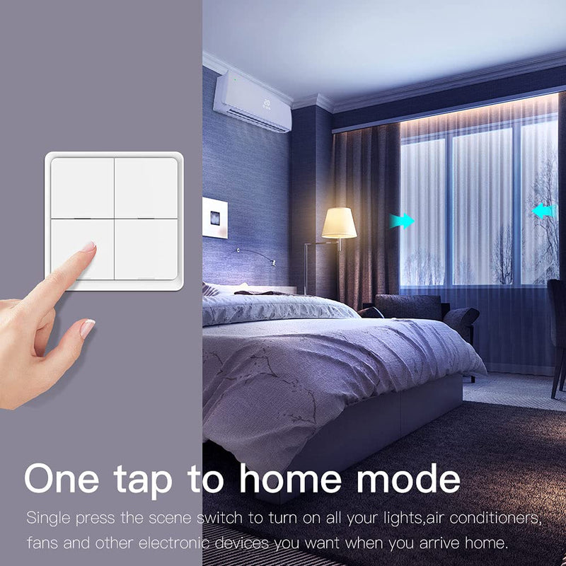 [AUSTRALIA] - MOES ZigBee Scene Switching Tuya Smart Device, 4 Buttons 12 Scene Change, Smart Home Automation, Requires MOES ZigBee Gateway, Battery Included, White 4 Gang 12 Szene 