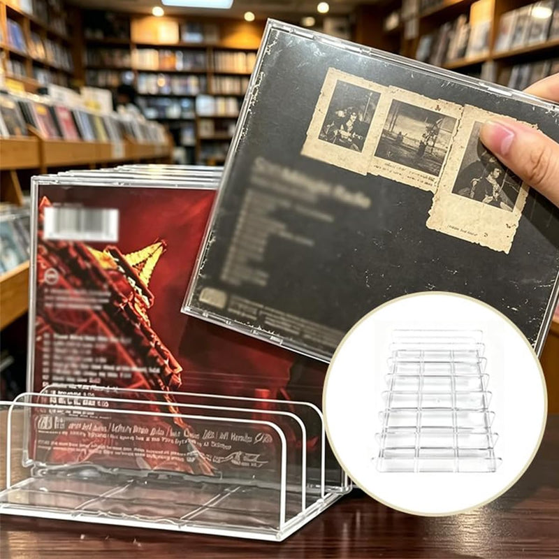 2 Pcs Clear Acrylic CD Holder, DVD/CD Display Rack & Storage Box Holds up to 14 Standard DVD Cases for Media Shelf Storage and Organization