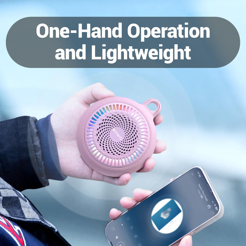 SOWO Small Waterproof Speaker Bluetooth Portable Wireless - Clip Speaker for Shower - Powerful Bass and Louder Volume - Colorful Lights and Lightweight for Travel,Kitchen,Pool - Pink